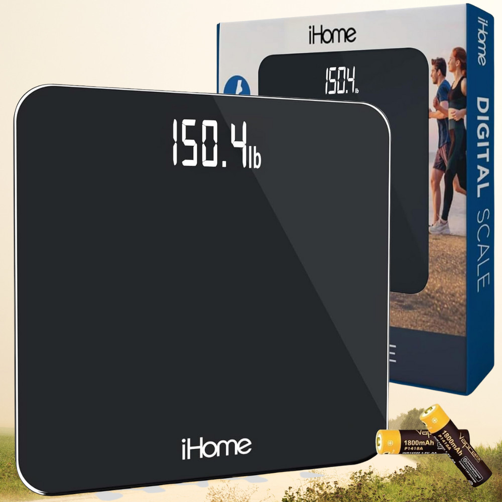 Digital Battery Powered Bathroom Scale 397 lbs, Black