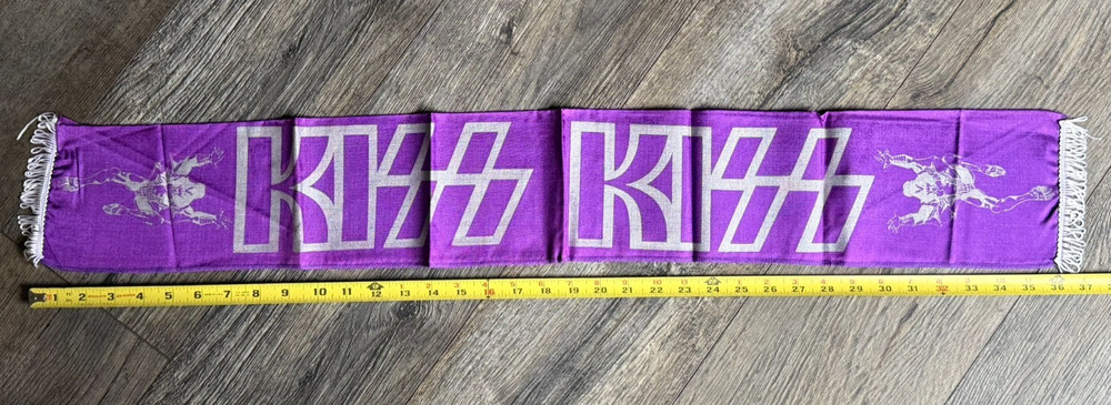KISS Scarf Banner Gene Simmons Purple 2sided Vintage Kiss Aucoin Memorabilia