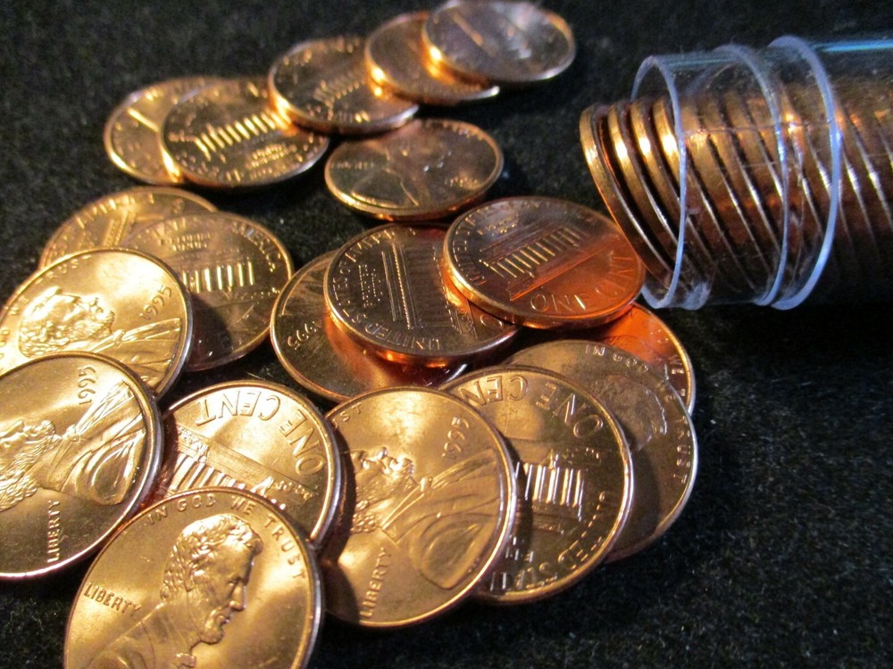 1995 LINCOLN CENT ROLL GEM BU X8