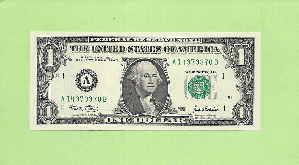2001 ..UNCIRC $1  A 1437 3370 B  .... 2001  $1  A-B     NICE NOTE        FRN