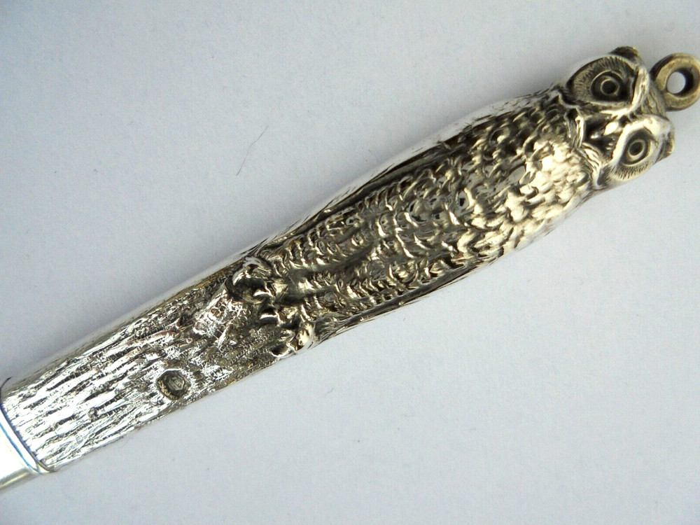 Sterling Silver Owl Pencil Holder / Needle Case