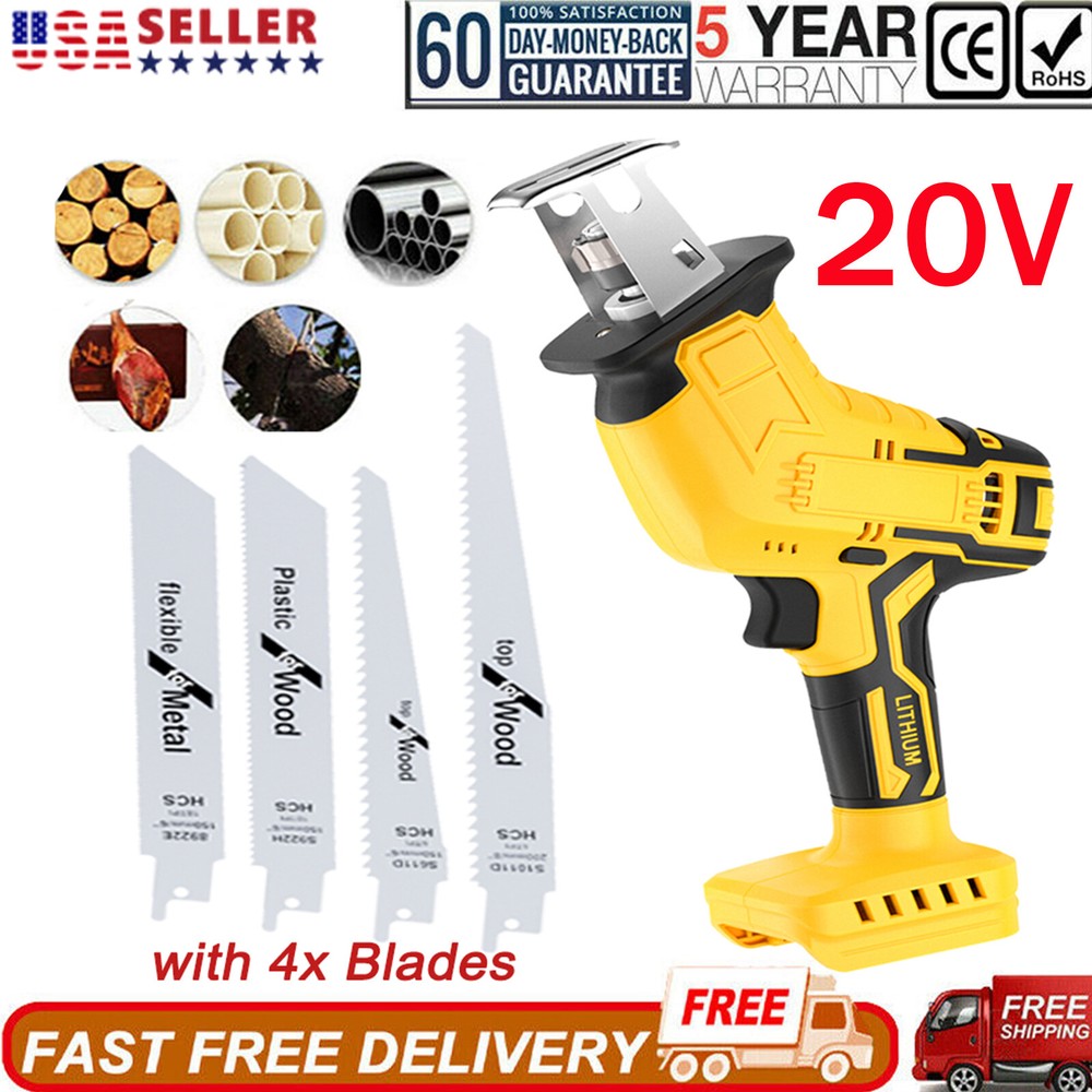 Brushless Cordless Reciprocating Saw For Dewalt 20V Max Variable Speed Tool Only
