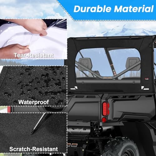 UTV Soft Rear Windshield Compatible With Can-am Defender 2016-2024 HD 5/ 7/