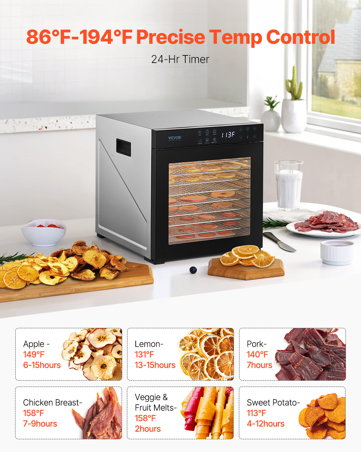 Electric 10 Trays Food Dehydrator Machine Stainless Jerky Meat Fruit Drying