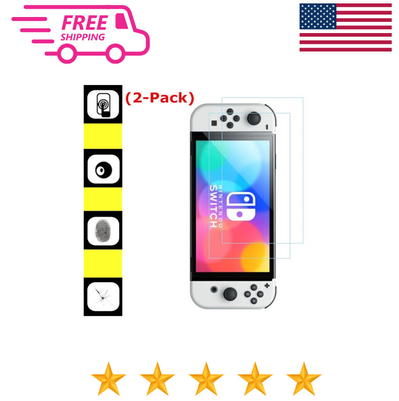 2-Pack New Nintendo Switch OLED (2021) Tempered Glass Screen Protector