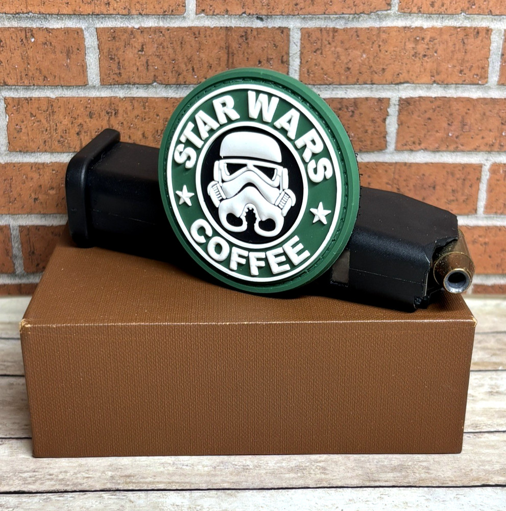 PVC Tactical Patch - Stormtroopers and Coffee Morale Gun Patch - Hooked Backed