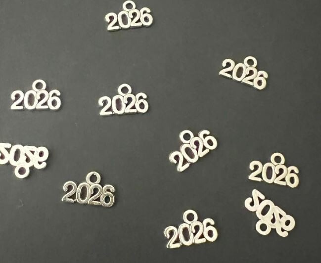 10 pieces - New YEAR 2026 Charms Tibetan Silver Alloy 14 x 9 mm FREE SHIPPING!