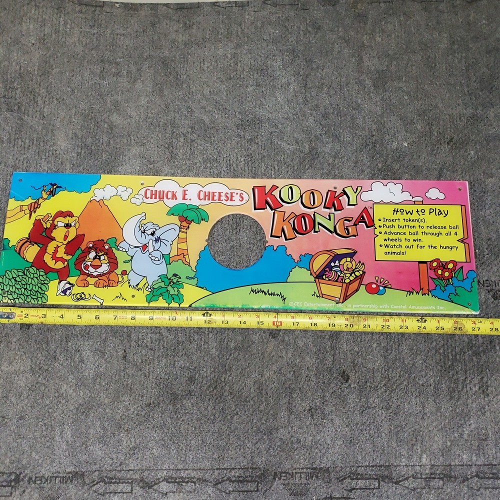 NOS Chuck E Cheese CEC Kooky Konga Redemption Arcade Marquee