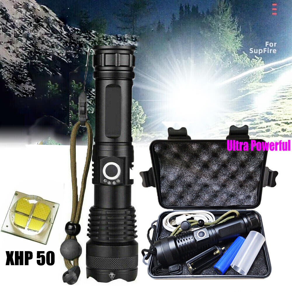 Super-Bright 12000000 LM LED Tactical Flashlight With Rechargeable Battery