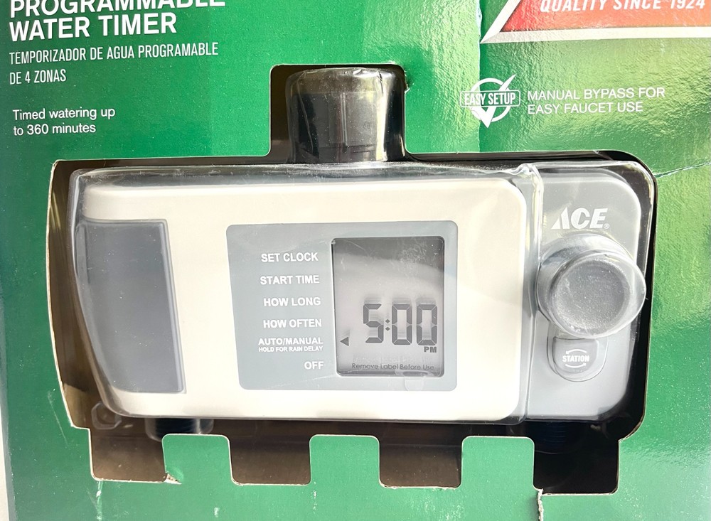 NEW - Ace 4-Zone Programmable Digital Water Hose Spigot Timer, 7005460