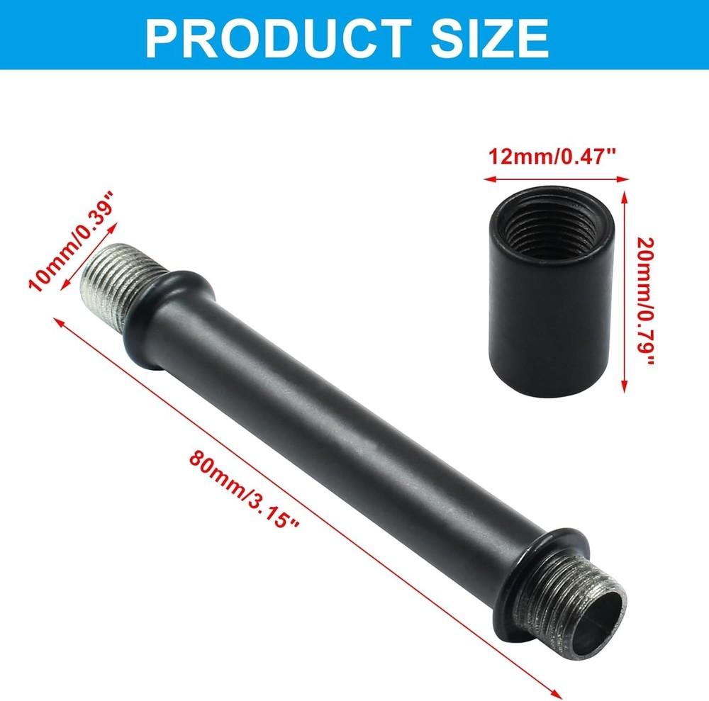 80mm Black Double End Straight Pipe Lamp Stem Kit - Easy Install, Durable, Fl...