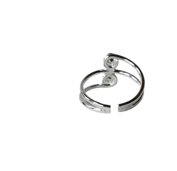 Solid 925Sterling Silver Blue Topaz Crystal Gemstone Toi Et Moi Bypass Wrap Ring