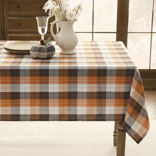 Romanstile Fall Checkered Tablecloth 54" x 80" (Rectangular) Brownplaid
