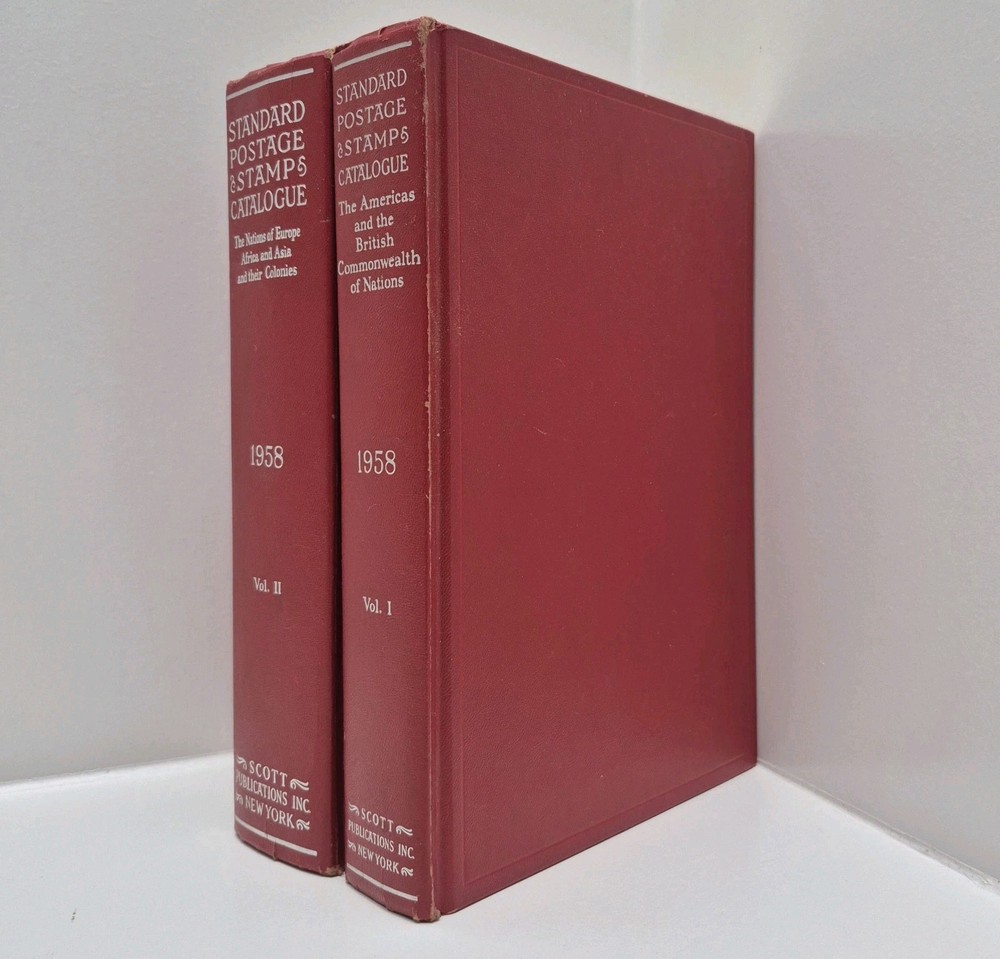 Vtg 1958 Vol. I & II Scott Standard Postage Stamp Catalog Philately Encyclopedia