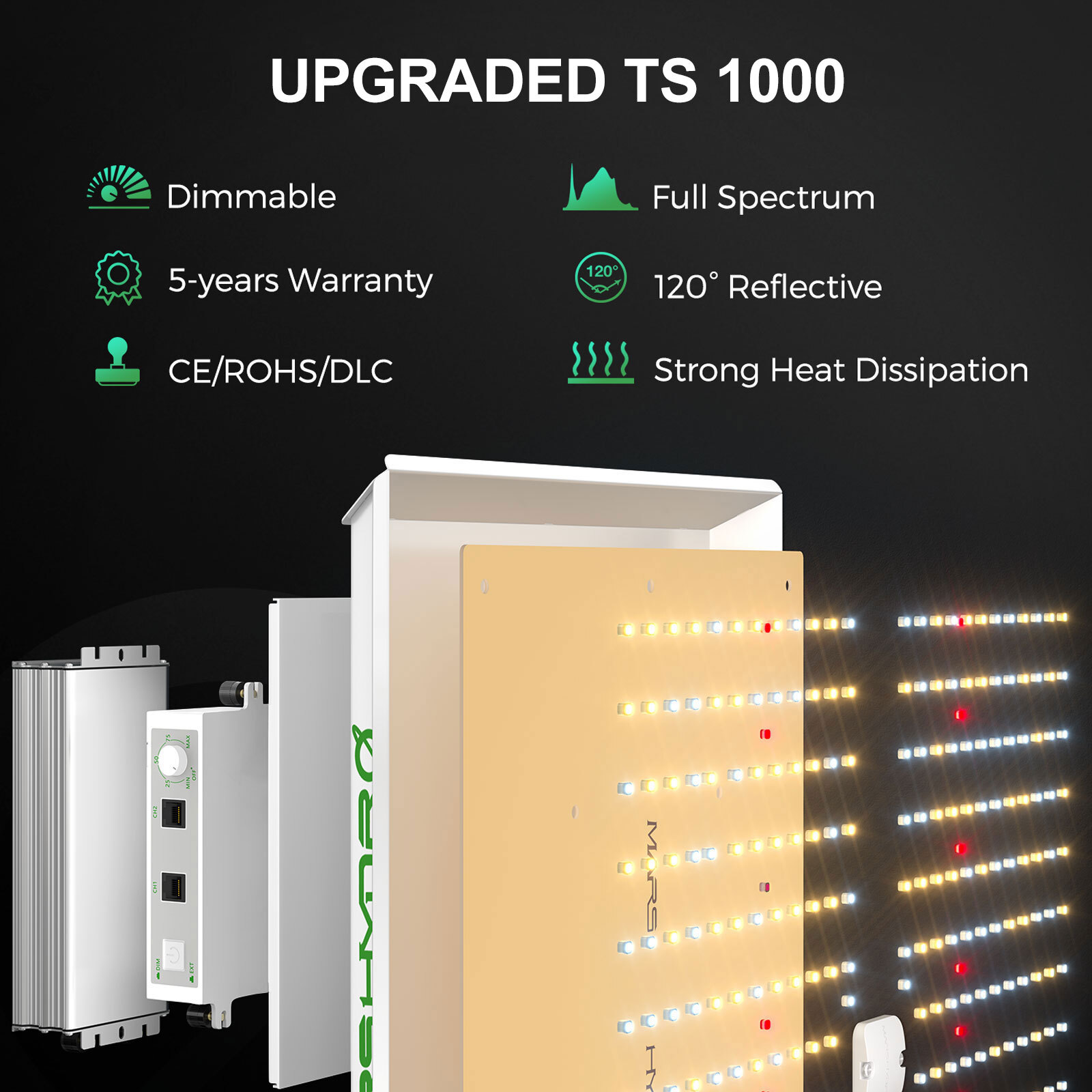 Upgrade MARS HYDRO TS 1000 LED Grow Light Full Spectrum Indoor Plants Veg Bloom