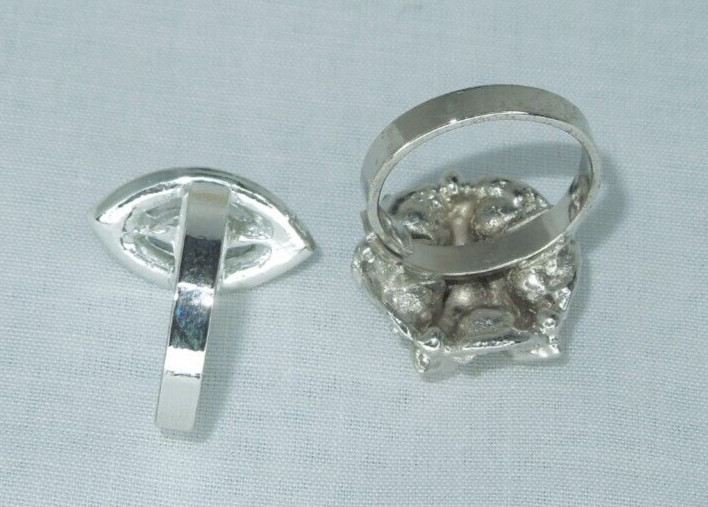 2 Ring Blanks Settings Cabochon Adjustable silver Plated Brass NEW 85V
