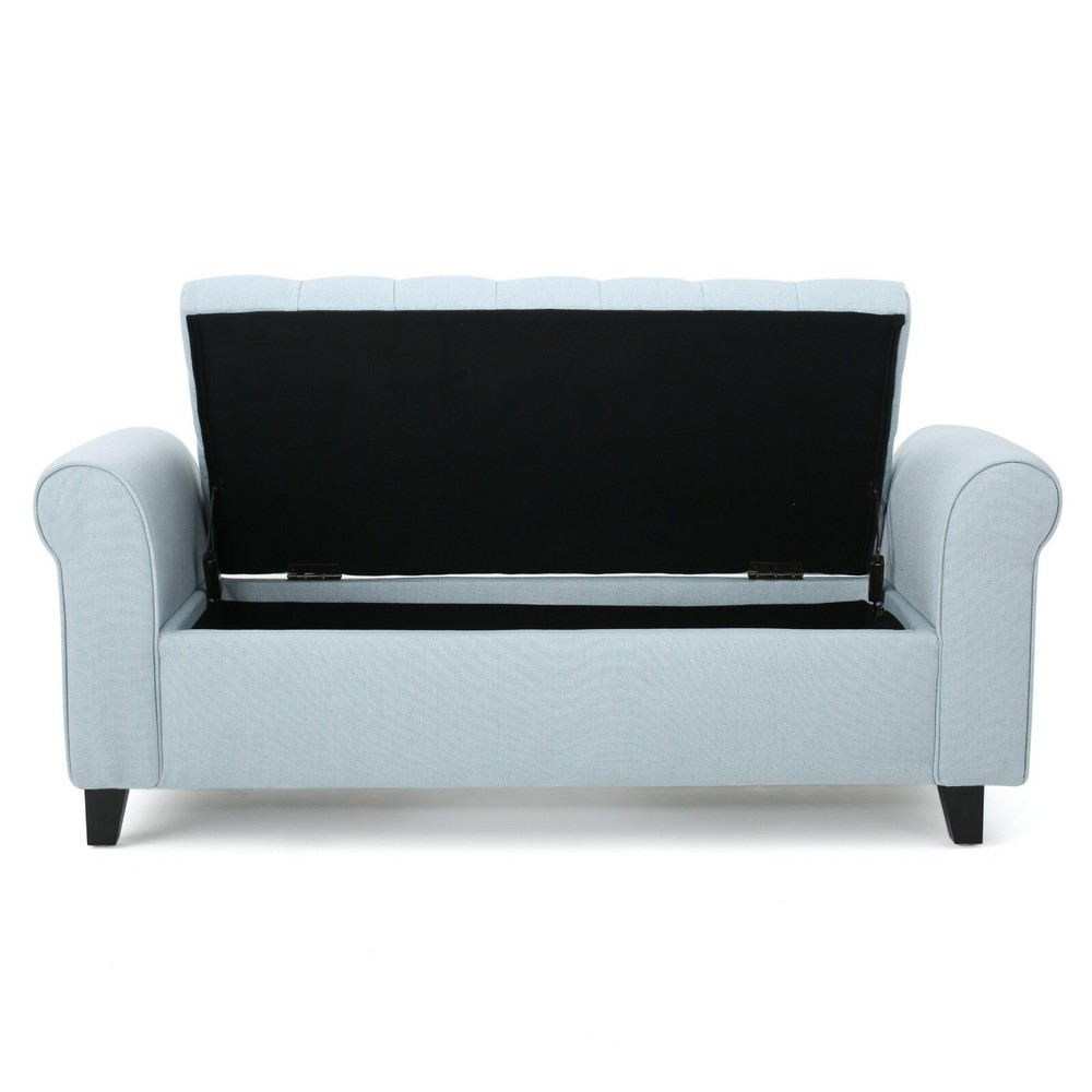 Charlemagne Rolled Arm Tufted Fabric Storage Ottoman Bench