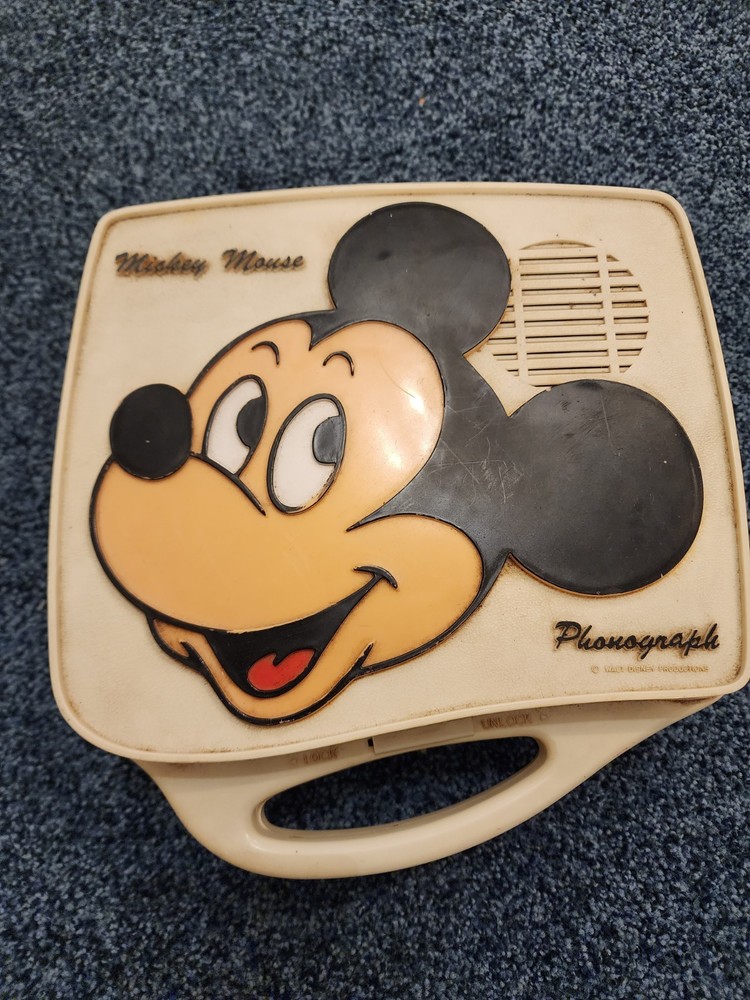 Mickey Mouse 80's 2Speed Solid State Phonograph Record Player With Working Motor