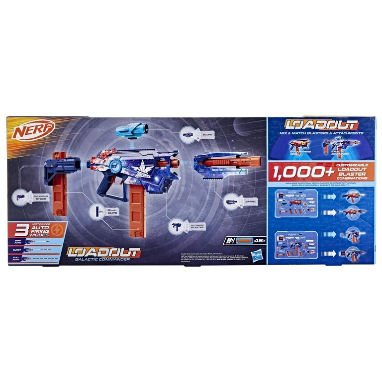 Nerf Loadout Galactic Commander Motorized Foam Dart Blaster, 3 Attachments