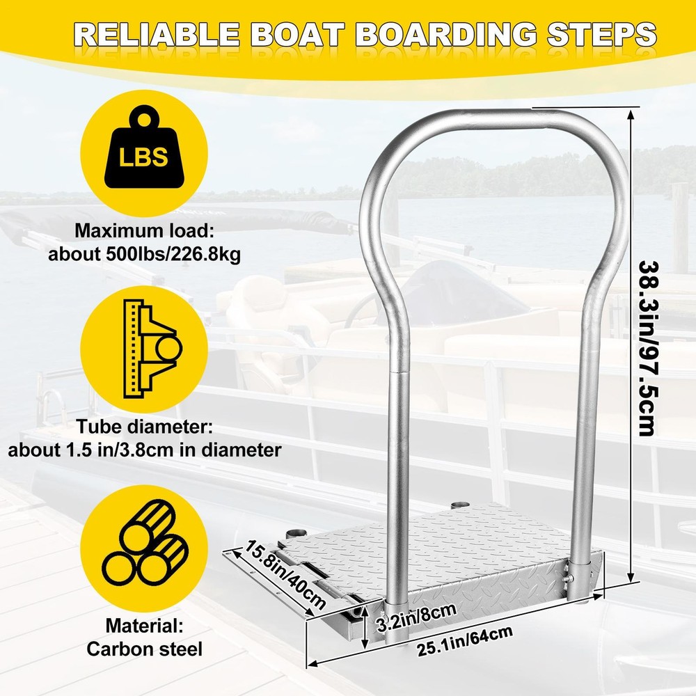 Boat Boarding Platform,Foldable Dock Boarding Platform W/ Handle 500LBS Capacity