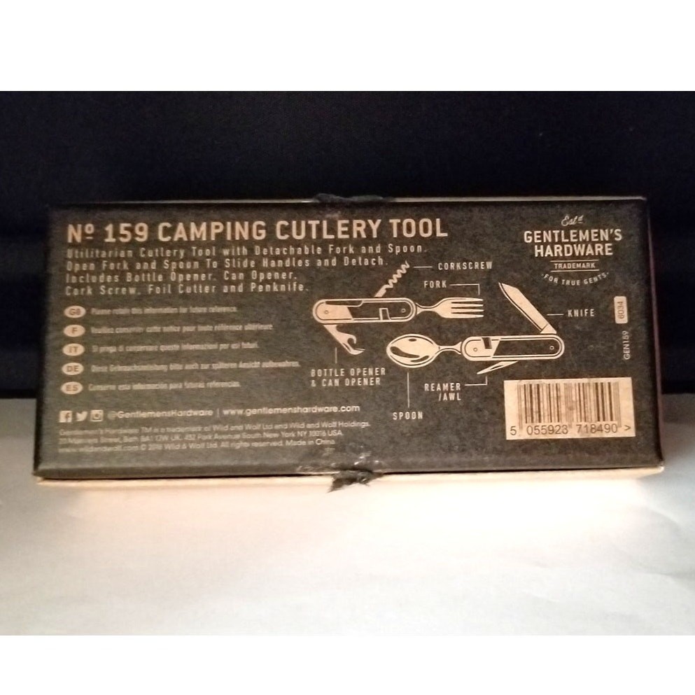 Gentlemen's Hardware Camping Cutlery Tool NWT