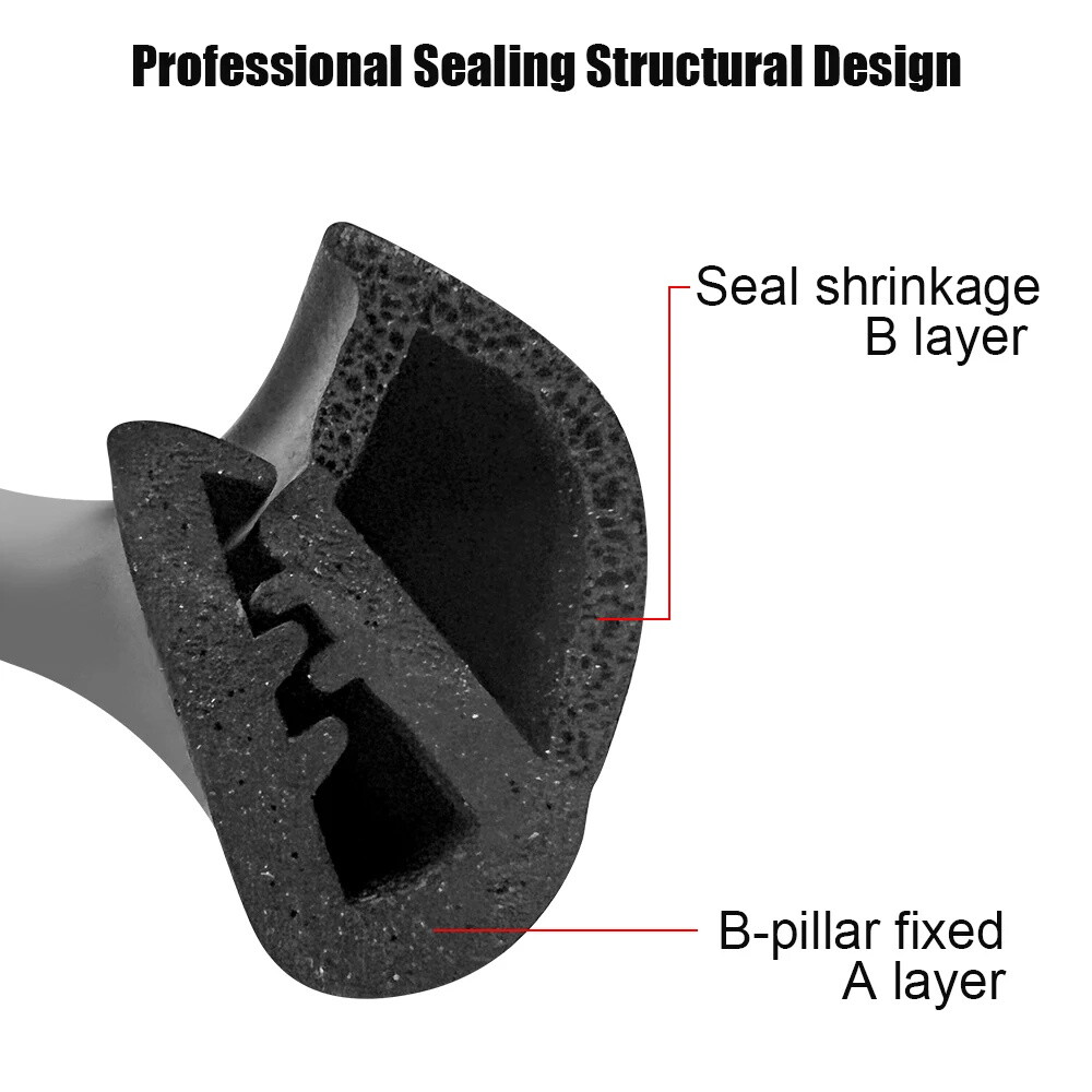 2X B Pillar Car Door Edge Weatherstrip Soundproof Rubber Seal Strip For Chevy