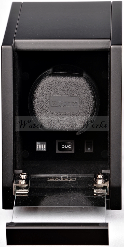 BOXY BRAND Single Automatic Watch Winder- model: Castle-01MB-LED Lights