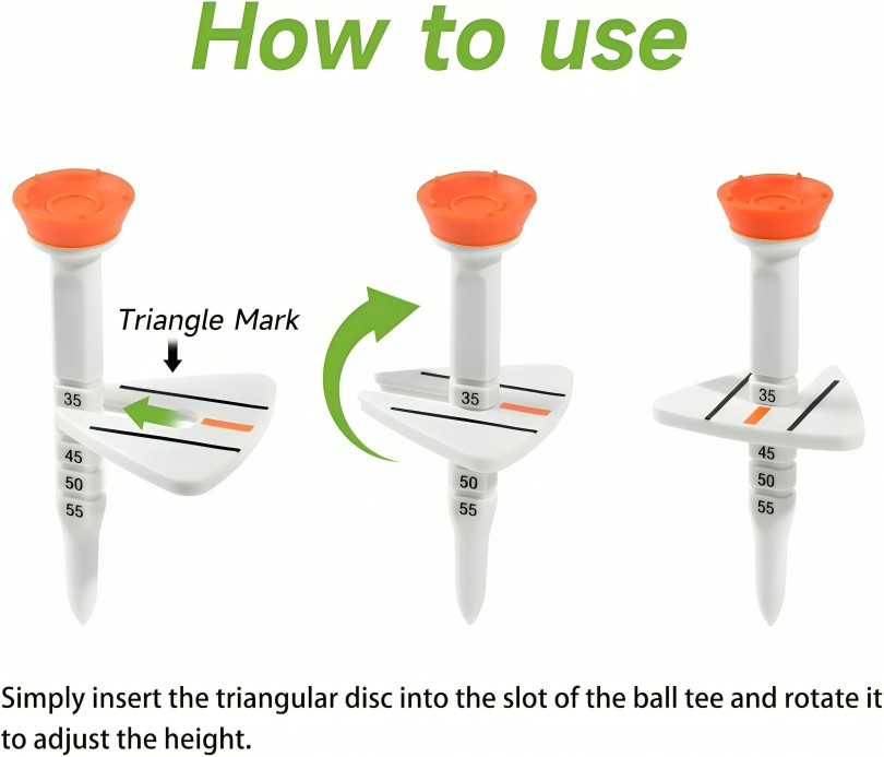 4 PCS Adjustable Golf Tee | Unbreakable Plastic | 5 Height Settings | Triangular