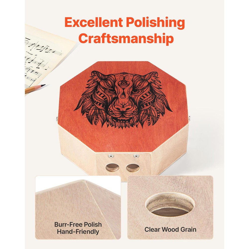 Unique Cajon Box Drum Wood Percussion Instrument Guitar Strings Adjustable Strap