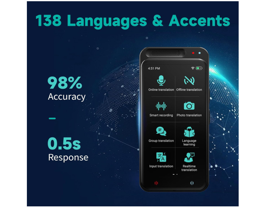 Portable Language Translator Device 138 Languages Voice Translating Offline
