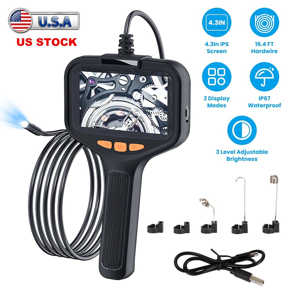 4.3in Inspection Camera Articulating Borescope Endoscope Plumbing Camera Tools