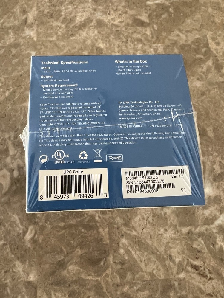 TP-Link HS100 Smart WiFi Plug Google Assistant & Amazon Alexa NEW