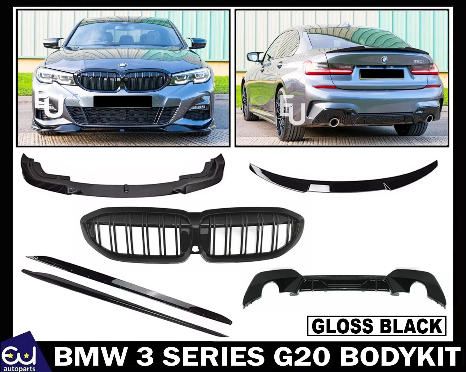 BODY KIT BODYKIT FOR BMW G20 3 SERIES FRONT SPLITTER REAR DIFFUSER SIDE SKIRT