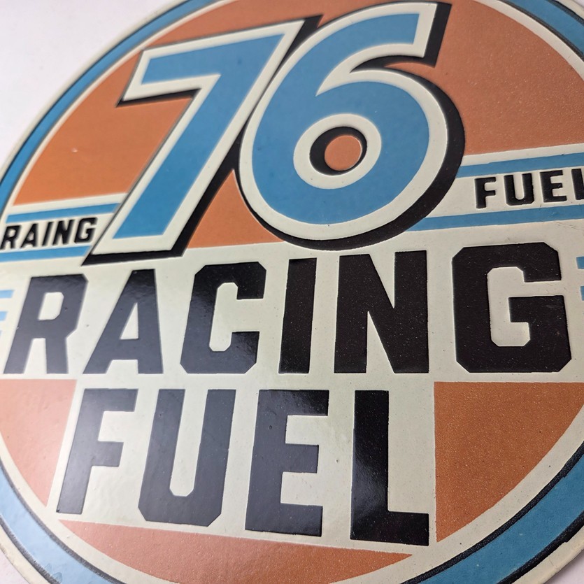 Vintage Union 76 Gasoline Sign - Porcelain Racing Fuel Gas Service Pump Sign