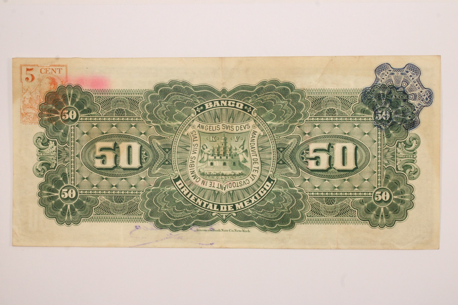 1914 Banco Oriental de Mexico Puebla 50 Pesos Note XF - #0488