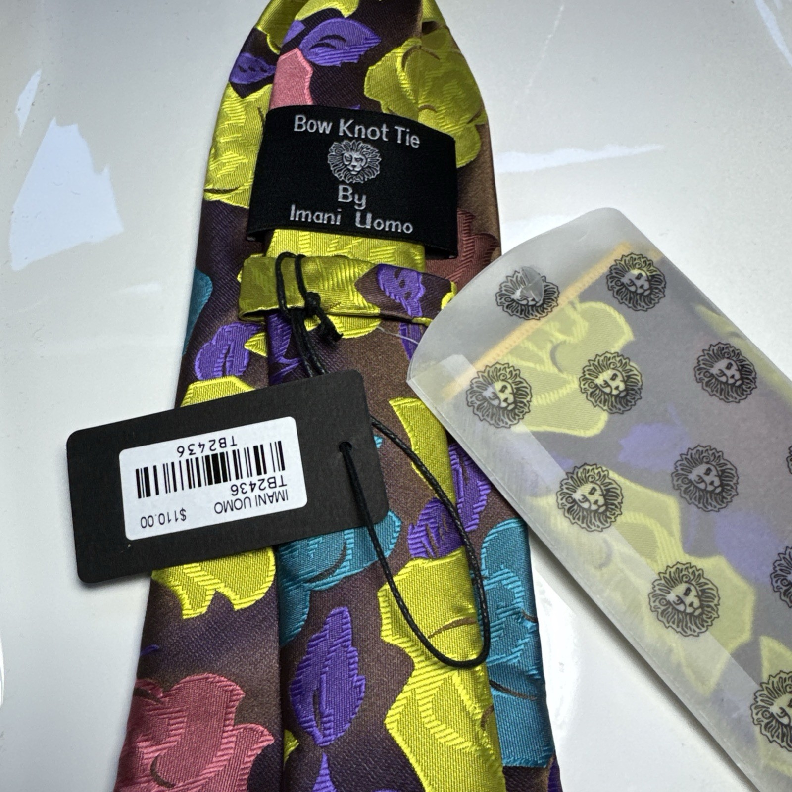 NWT IMANI UOMO MULTI COLOR FLORAL STYLE PRINT SILK TOUCH NECK TIE & HANKY