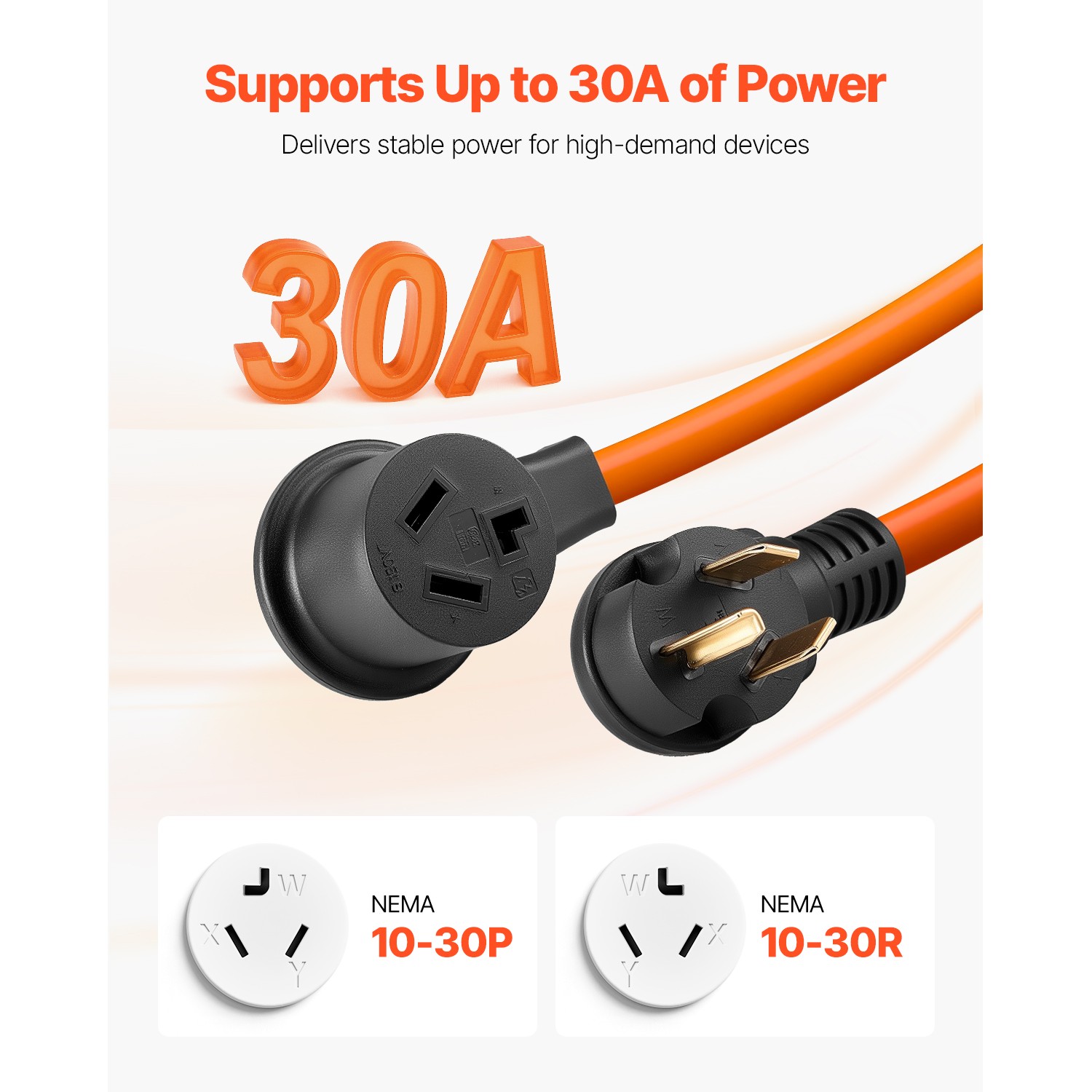 25 ft Dryer Extension Cord 3-Prong NEMA 10-30P to 10-30R Dryer Cord 30A