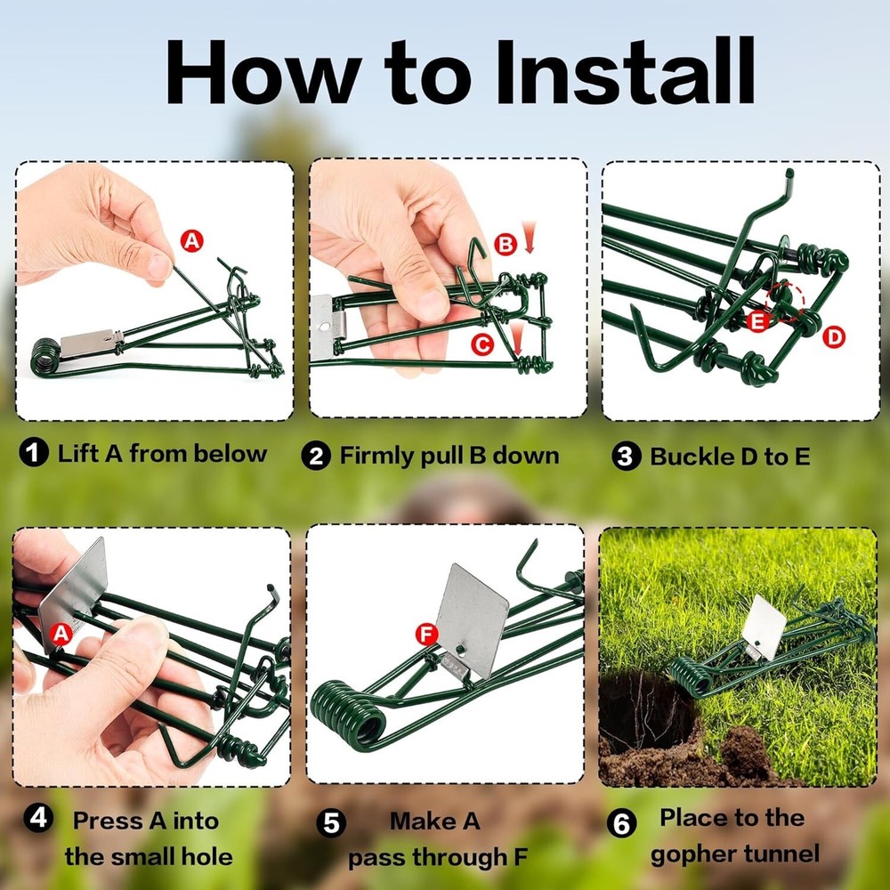 10 Pack Gopher Traps - Reusable Metal Gopher Trap, Easy Set Weather Proof Gopher