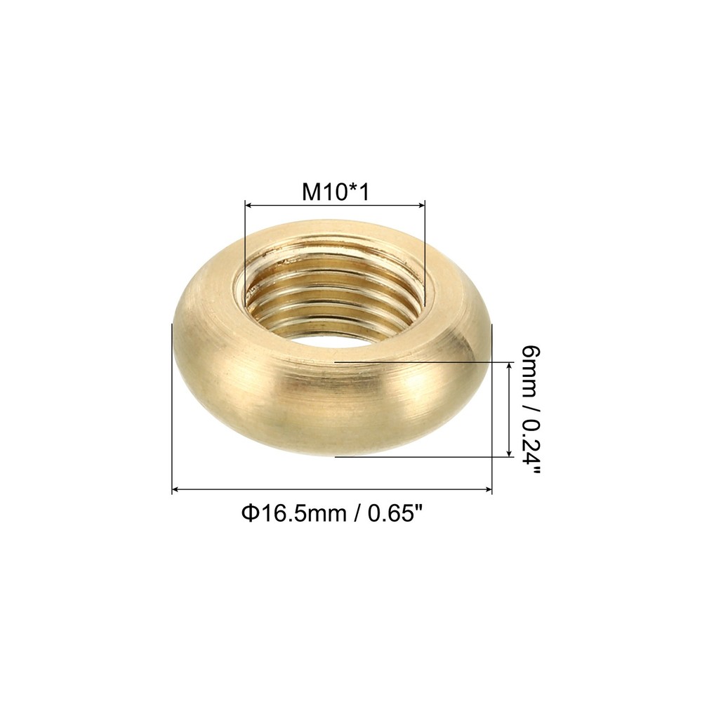 M10x1 Round Locknut 5pc Solid Brass Edge Flat Nut Thin Screw Lock Nut 16.5mmx6mm