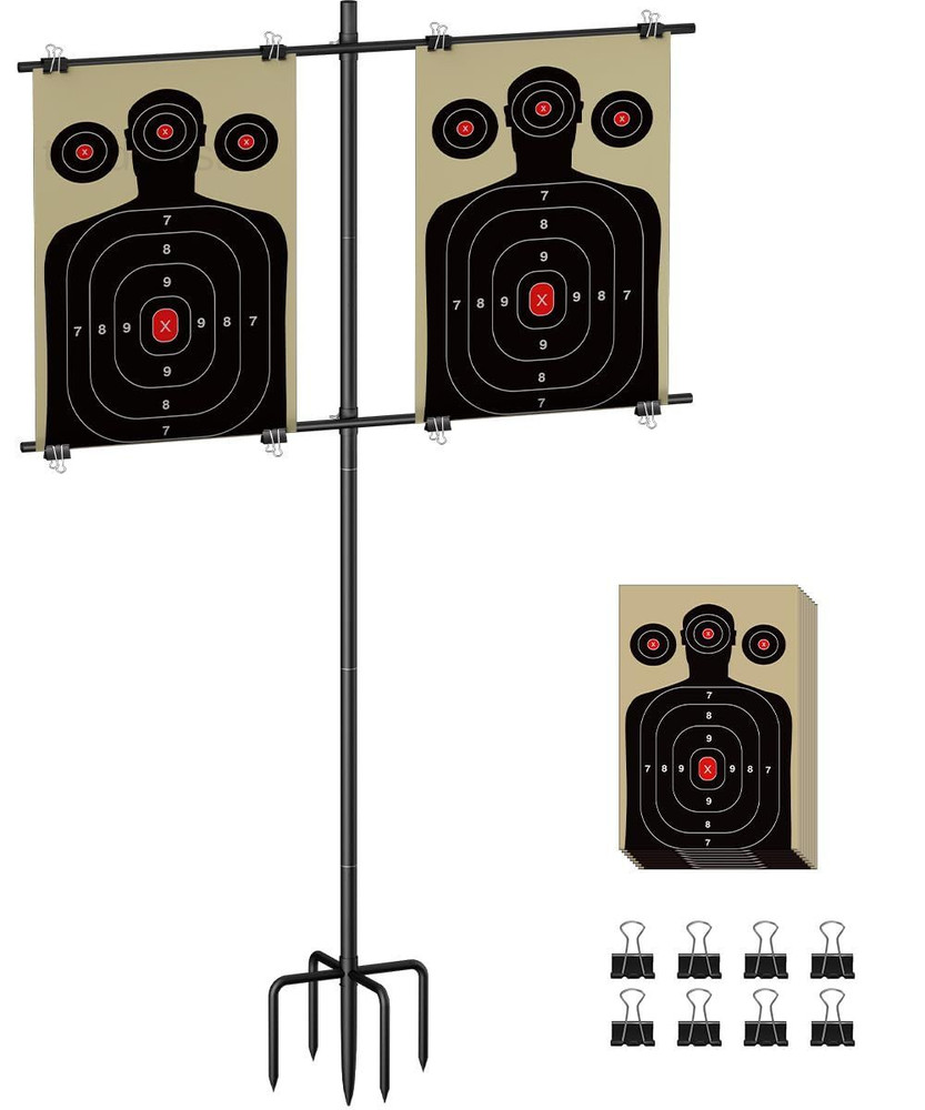 5-Prong Base Target Stand, Adjustable Metal Shooting Large, Black