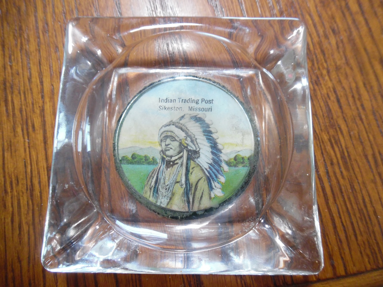 Vintage/Antique SIKESTON, MISSOURI Indian Trading Post Glass Ashtray