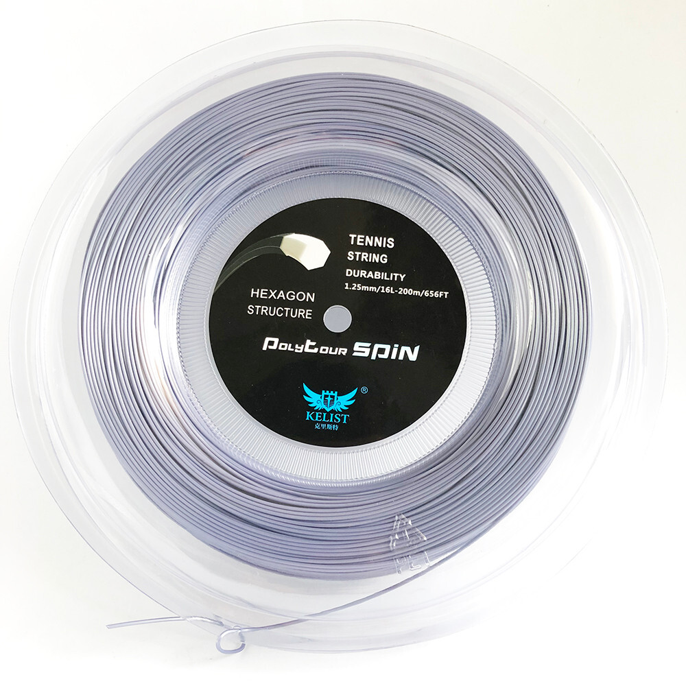 Hexagon Polyester Tennis Racket String Reel Gray Color