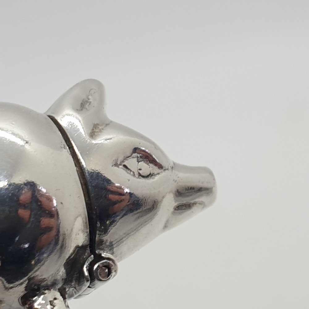 Sterling Silver Pig Vesta Case Match Holder