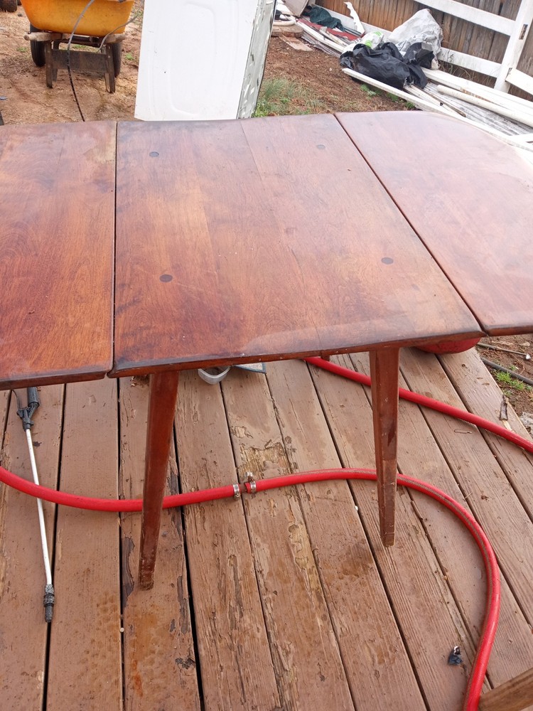 Antique Extendable Wooden Drop Leaf Rectangular Table Brown
