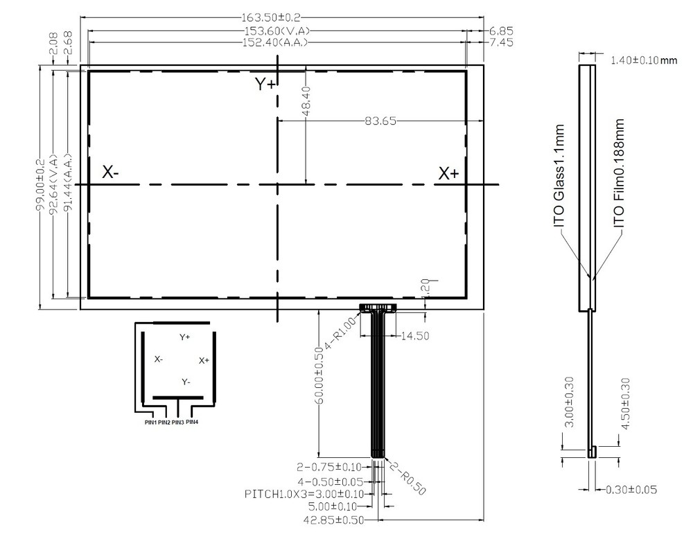 7" 4Wire Resistive Touch Panel Screen 7inch HSD070IDW1 800x480 LCD
