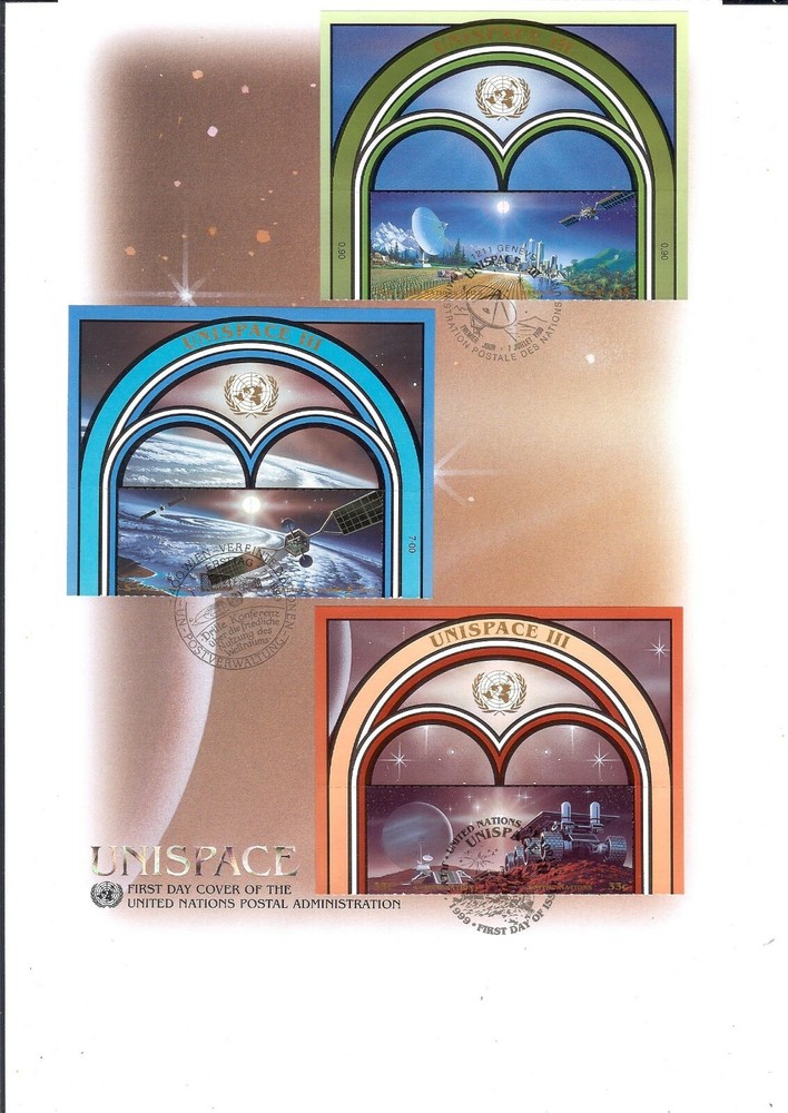 1999 UNISPACE III Large FDC - All Three Offices - UNPA Cachet