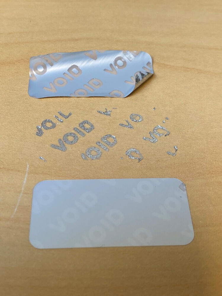 100 SMALL WARNING! WARRANTY VOID TAMPER EVIDENT SECURITY LABELS - MATTE SILVER