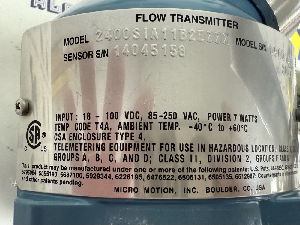 Micro  Motion  CMF025M Coriolis Mass Flow Sensor CMF025M319N0A2EZZZ