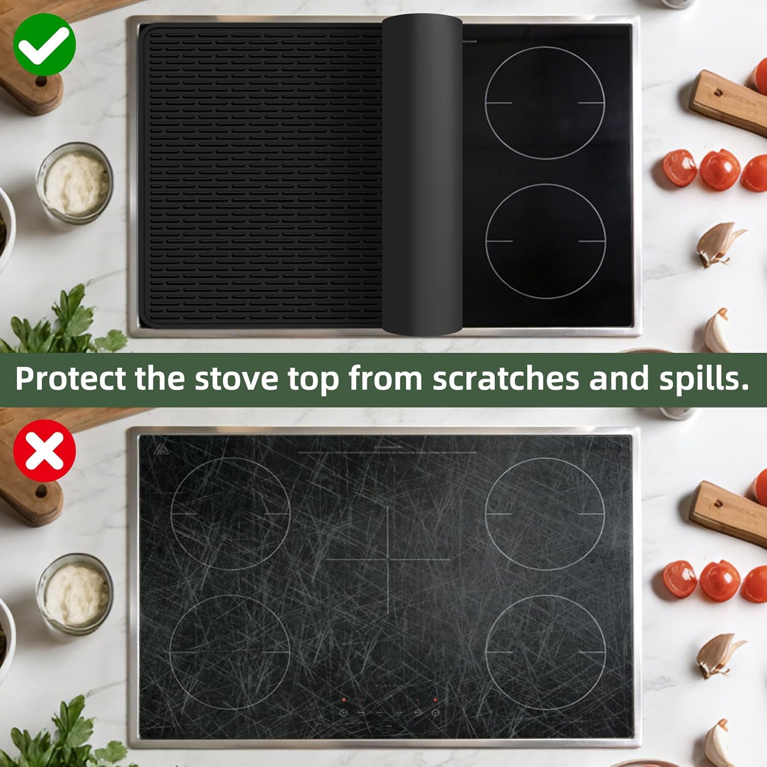 Stove Top Cover for Electric Stove - Silicone Stove Mat for Glass Top Stove, Gla