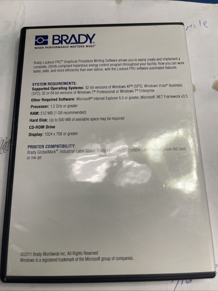 Brady Lockout Pro3.2 Cd